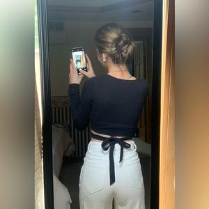 Hollister Fitted Black Crop Top